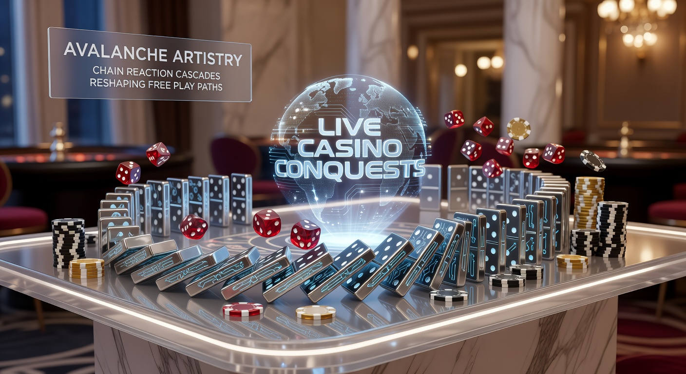 Speler aan een live casino-tafel met overlay van avalanche-slot actie, symboliserend de brug tussen free play en high-stakes