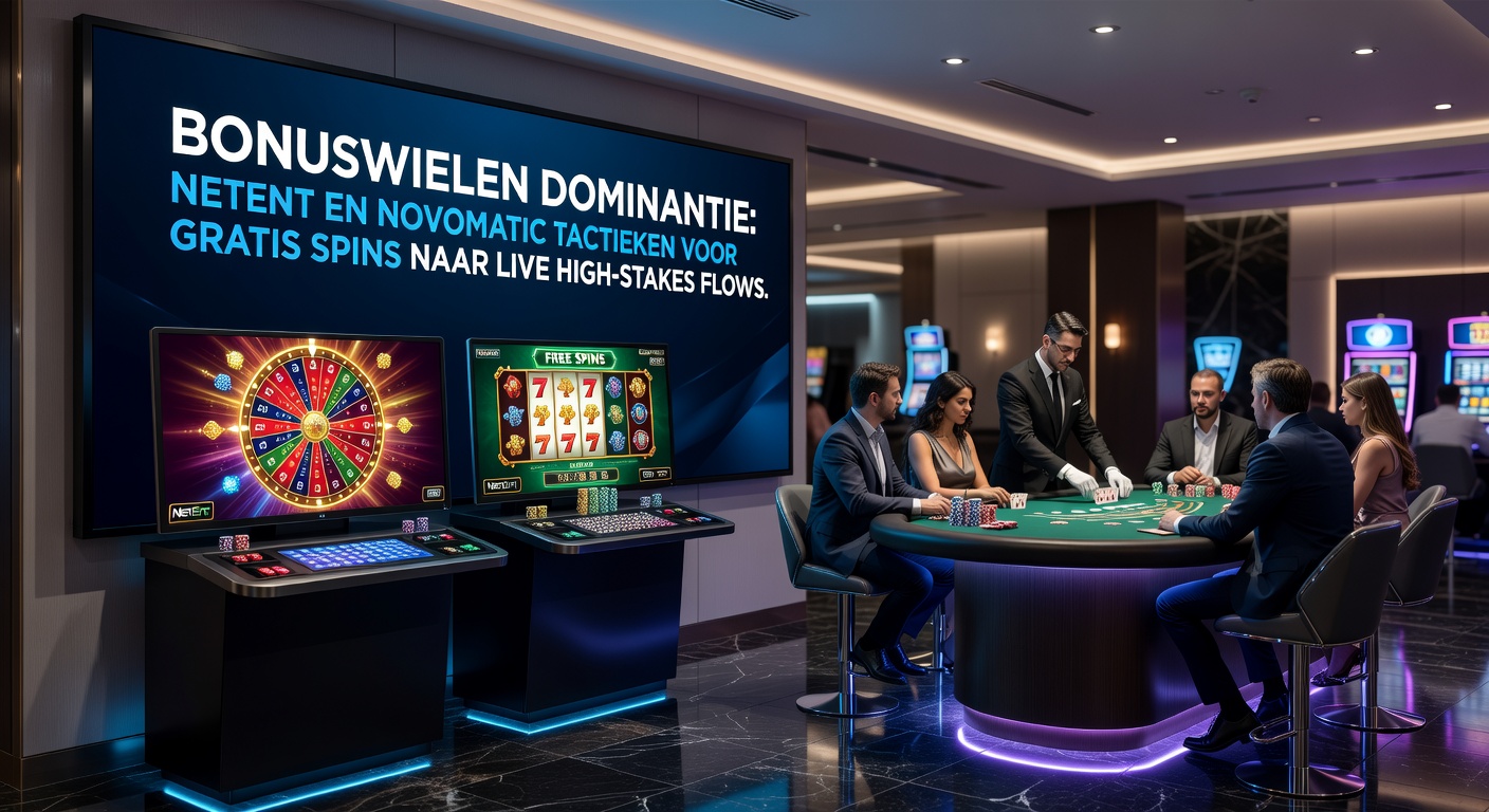 Novomatic bonuswiel met gouden segmenten en jackpot-prijzen in een live casino setting