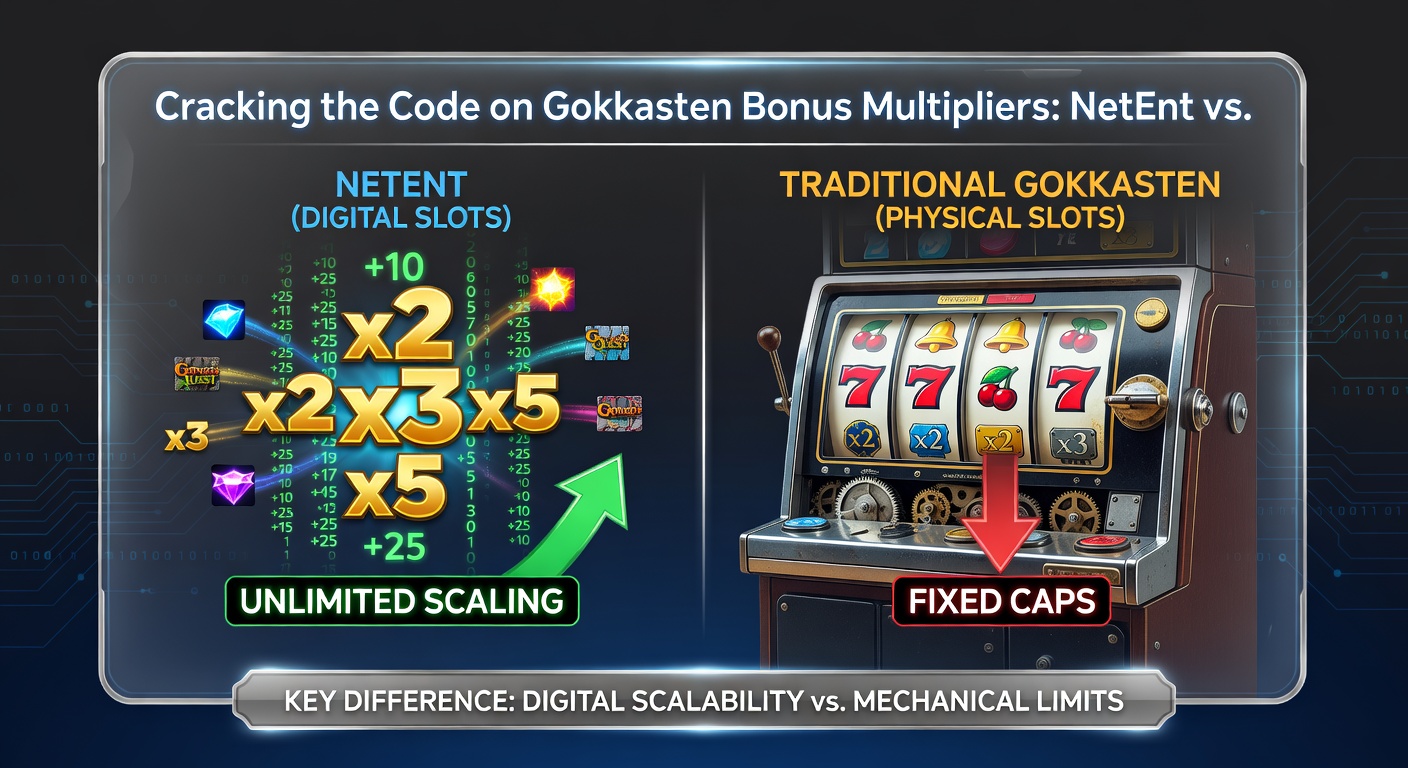 Vergelijkende infographic van NetEnt en Pragmatic Play bonus multiplier structuren in populaire gokkasten