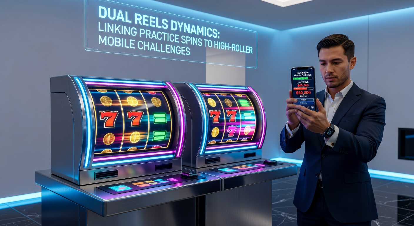 High-roller op mobiel speelt dual reels slot met hoge inzetten, focus op gesynchroniseerde rollen en uitbreiding