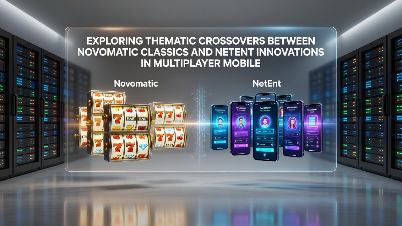 Mobiele multiplayer sessie met crossover thema's van Novomatic en NetEnt in actie