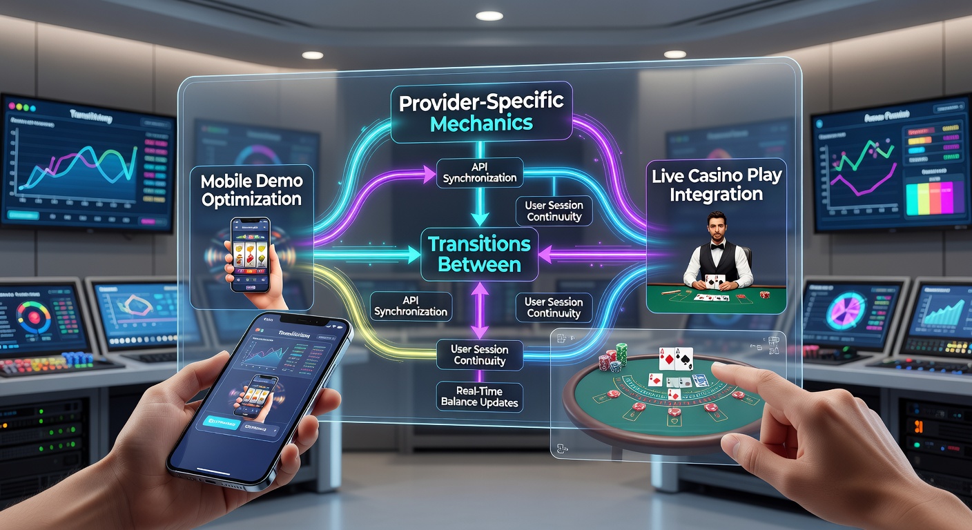 Overzicht van mobiele demo interfaces en live casino overgangen bij verschillende providers