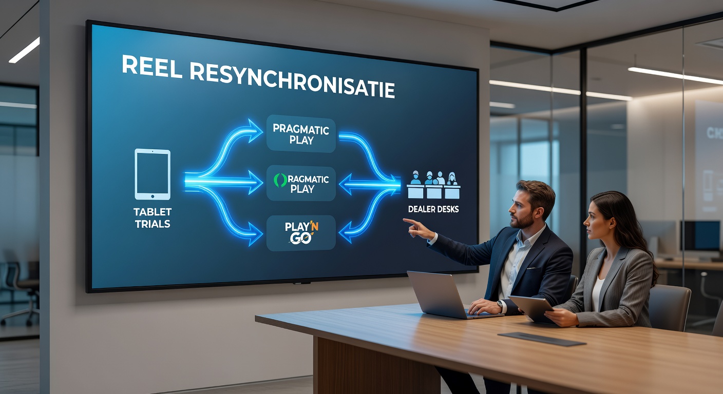 Schermafbeelding van een Pragmatic Play slot met gesynchroniseerde reels tijdens een tablet trial, symbolen vallen perfect in lijn voor een cascade win