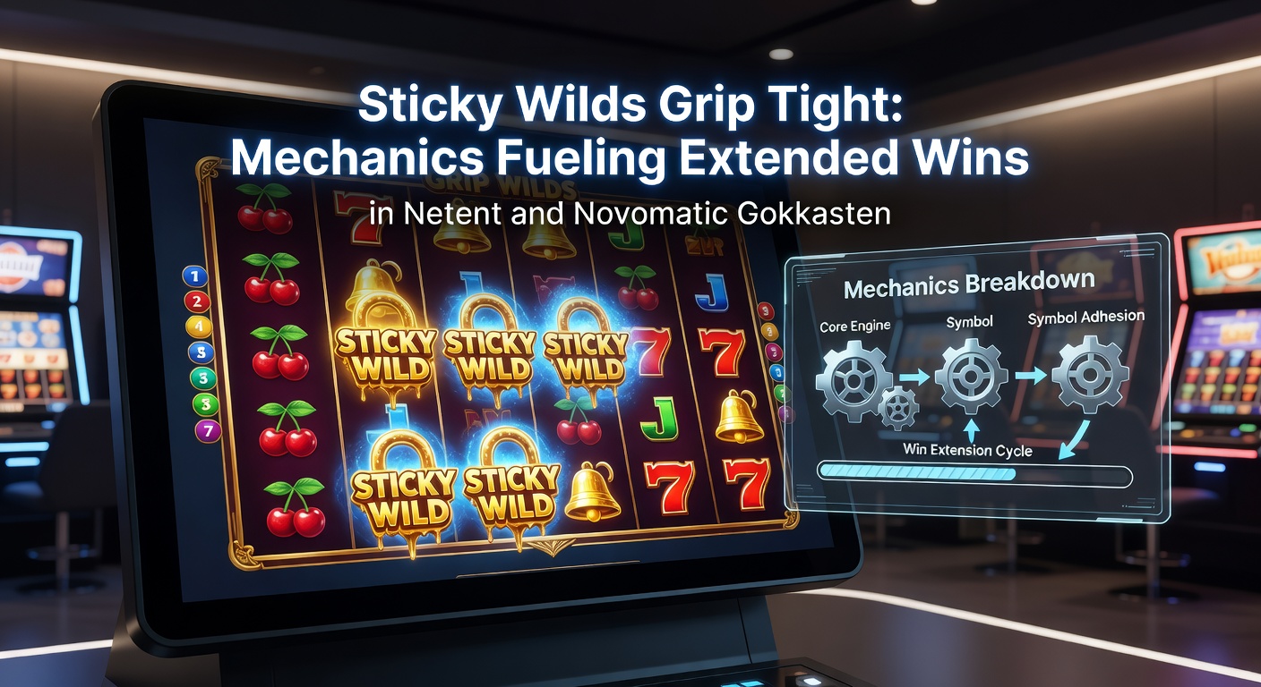 Novomatic-gokkast met sticky wilds die rollen vullen tijdens een bonusronde, illustrerend verlengde wincombi's