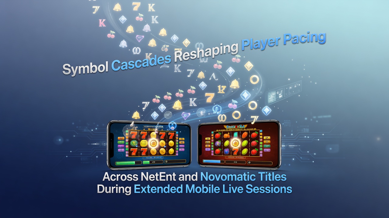 Symbol cascades in actie binnen NetEnt en Novomatic gokkasten op mobiele apparaten tijdens live sessies