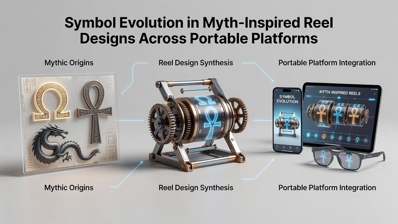 Mobiele reel designs met geëvolueerde mythologische symbolen inclusief animaties en interactieve artefacten