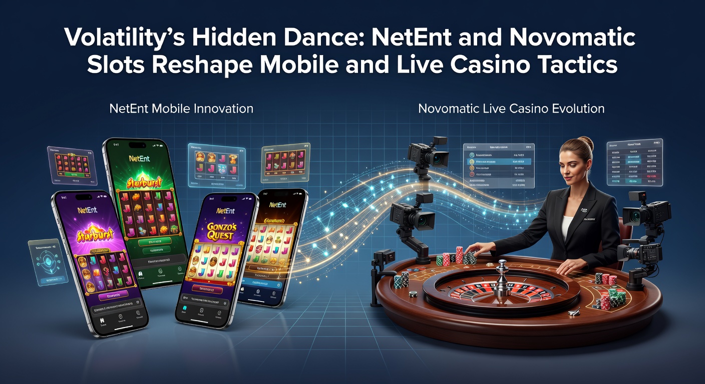 Vergelijking van NetEnt en Novomatic slots in actie op een live casino-scherm met mobiele overlay